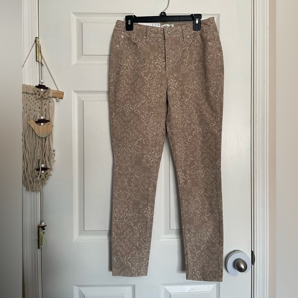 NWT Seven7 Corduroy High Rise Skinny Pants in Beige Pattern size 6